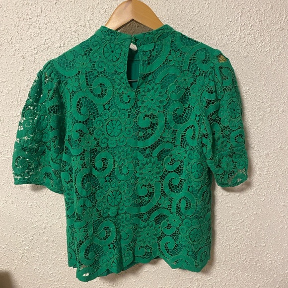 Nanette Lepore Vibrant Green Lace Blouse - Picture 2 of 4